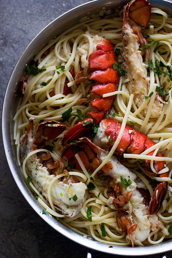 Scampi Sauce Lobster scampi with linguini