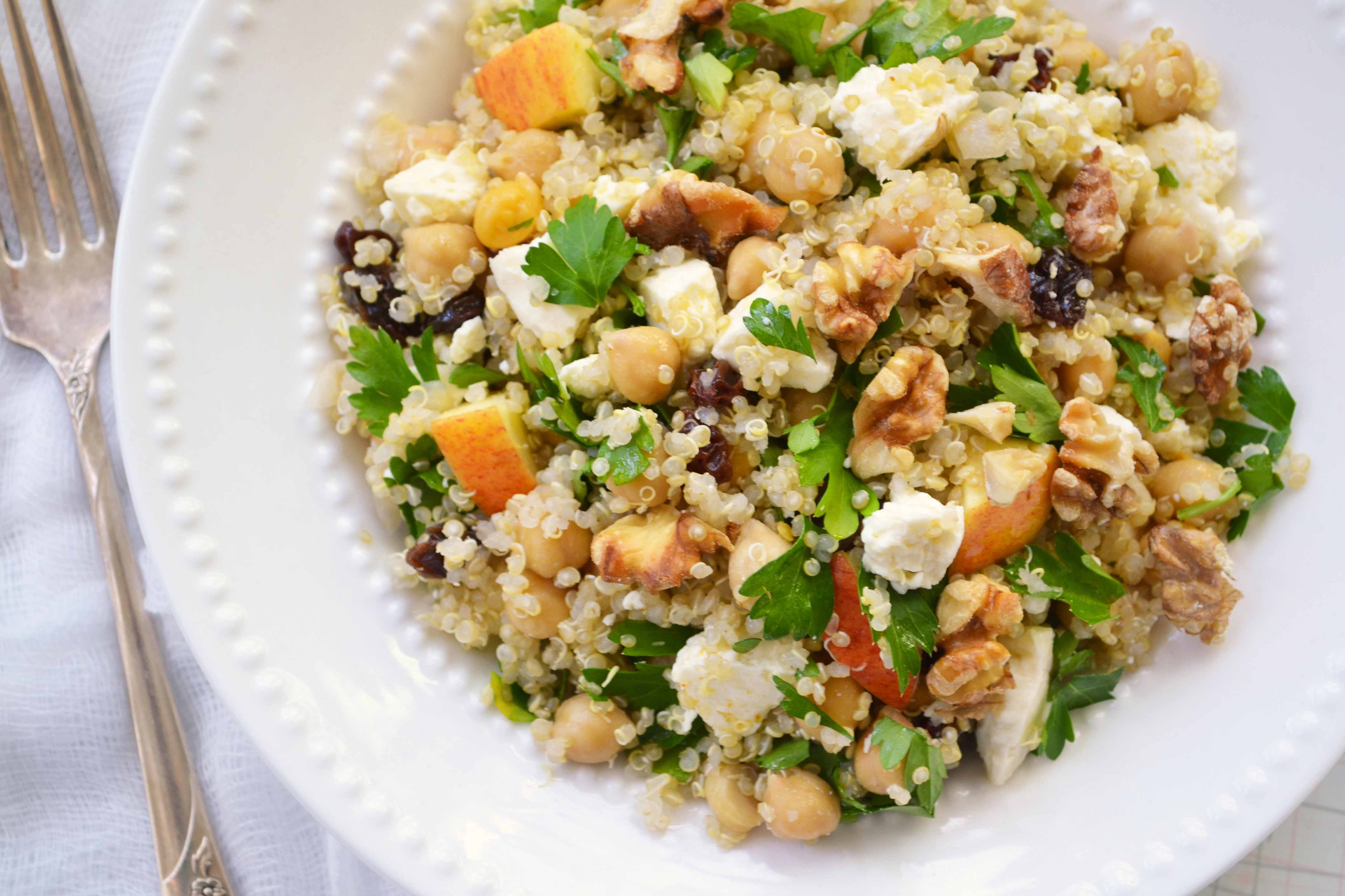 quinoa salad with chickpeas feta and apples