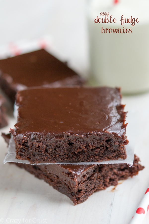 Easy Double Fudge Brownies with the most amazing frosting ever