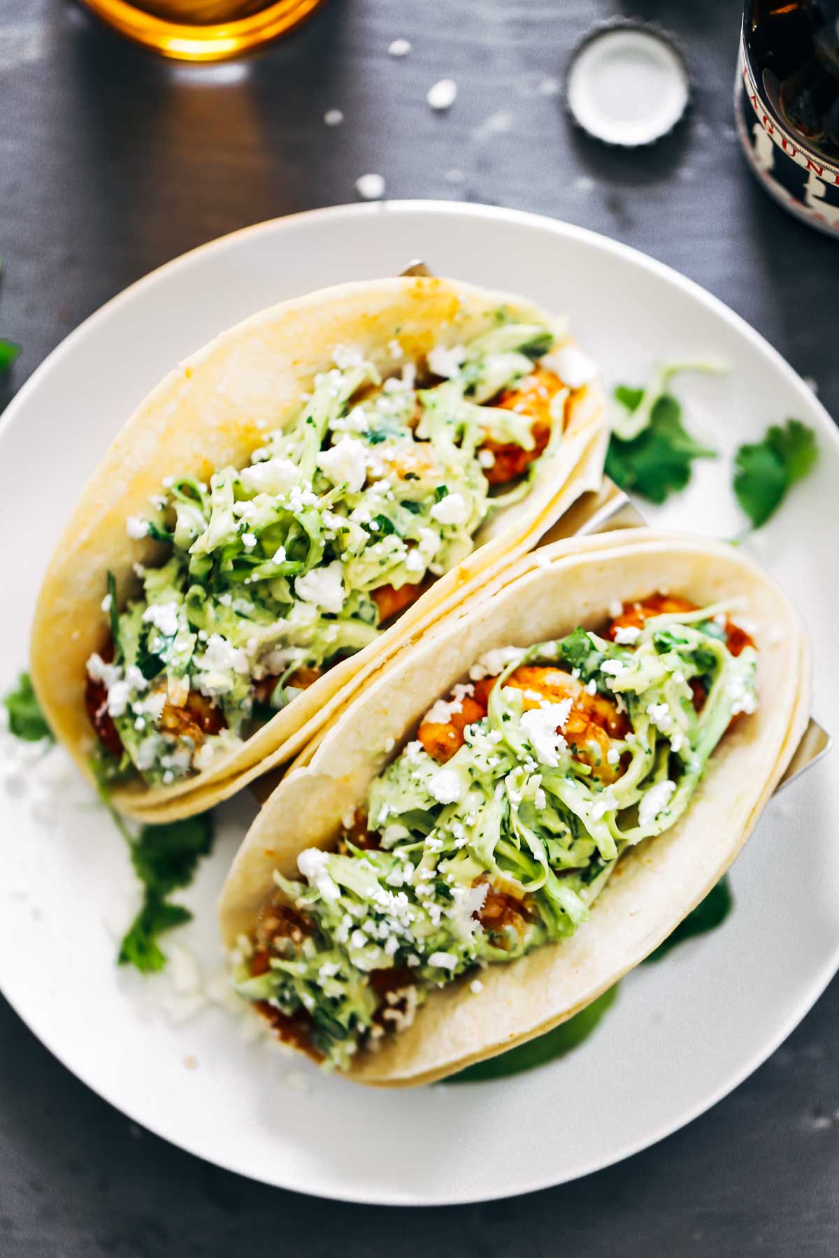 Spicy Shrimp Tacos with Garlic Cilantro Lime Slaw | KeepRecipes: Your ...