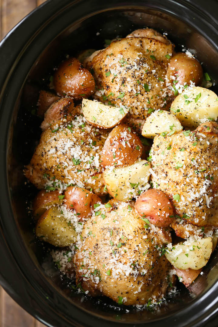 Slow Cooker Garlic Parmesan Chicken and Potatoes | KeepRecipes: Your ...