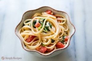 Pasta with Tomato, Spinach, Basil, and Brie Recipe | KeepRecipes: Your