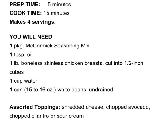 Mccormick White Chicken Chili Keeprecipes Your Universal Recipe Box