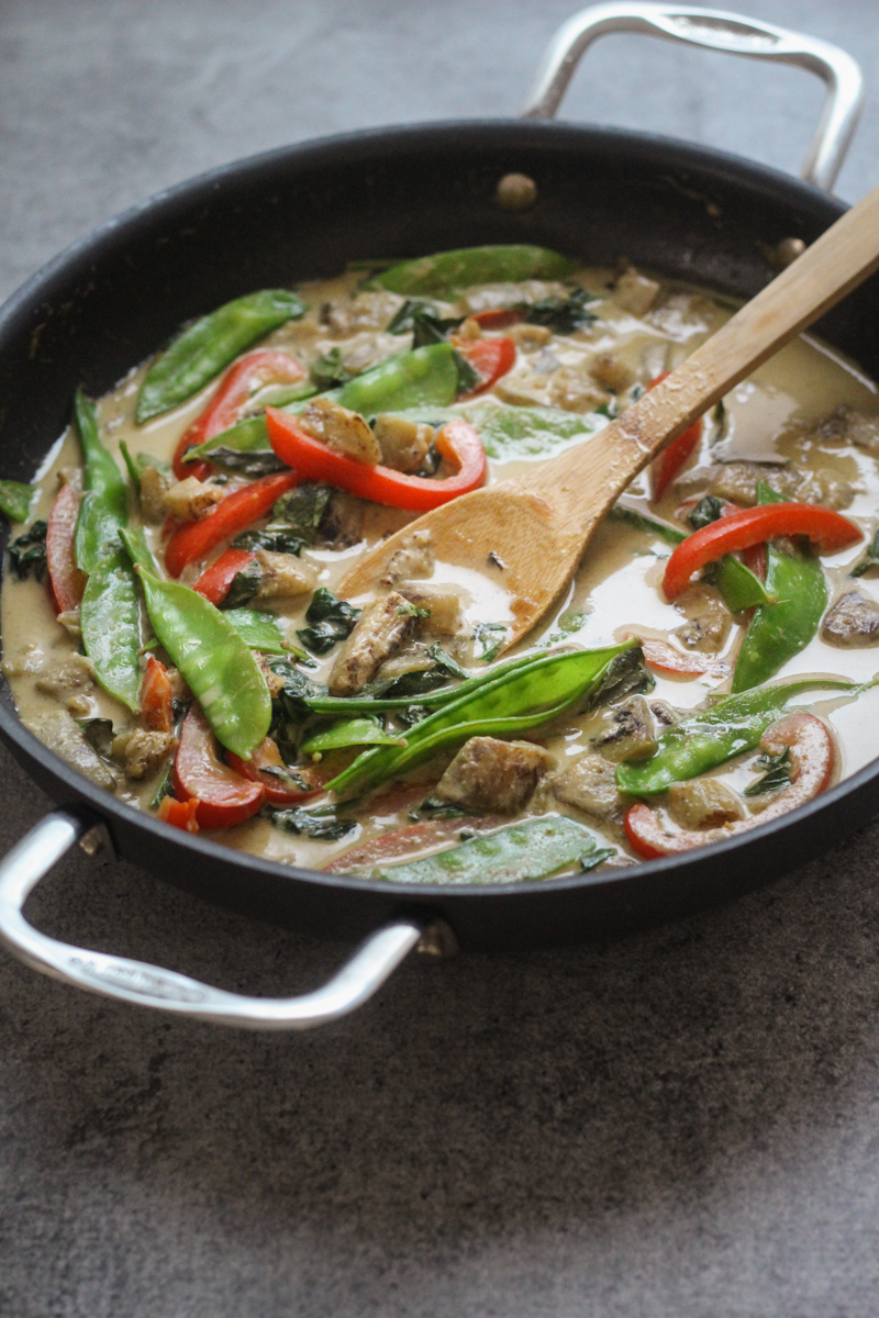 Thai Green Curry with Eggplant (add Mock Duck) | KeepRecipes: Your